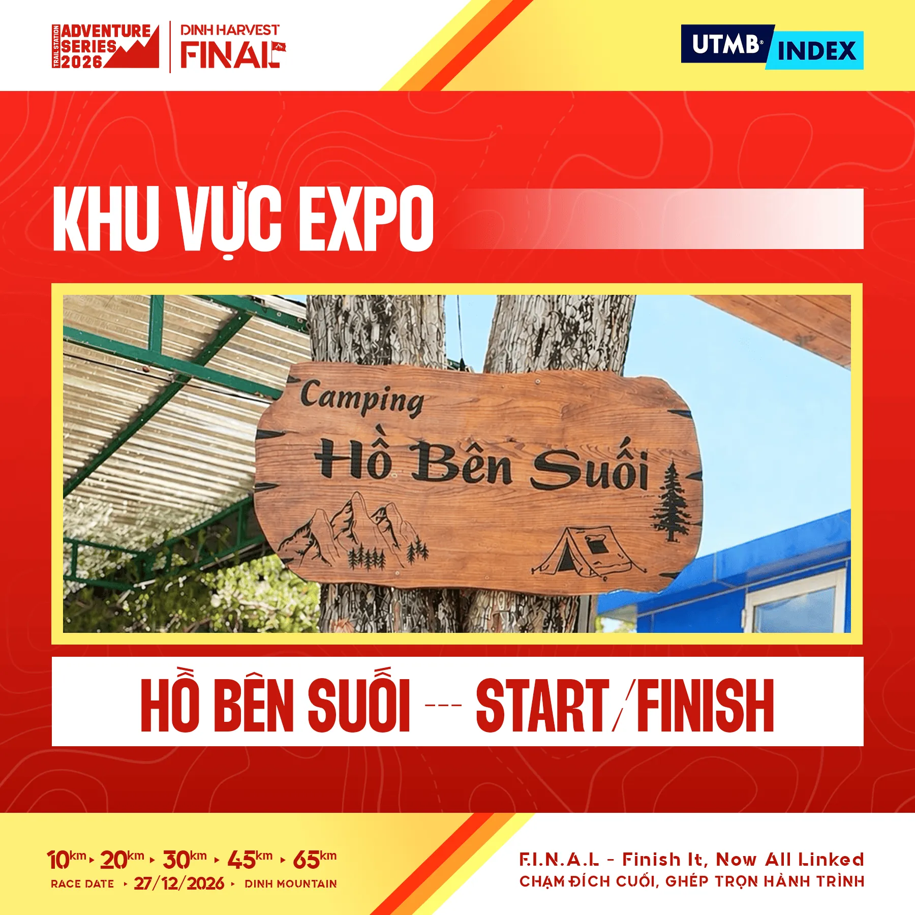 Địa điểm Expo, xuất phát và về đích Hồ Bên Suối; hình tham khảo mùa 2026