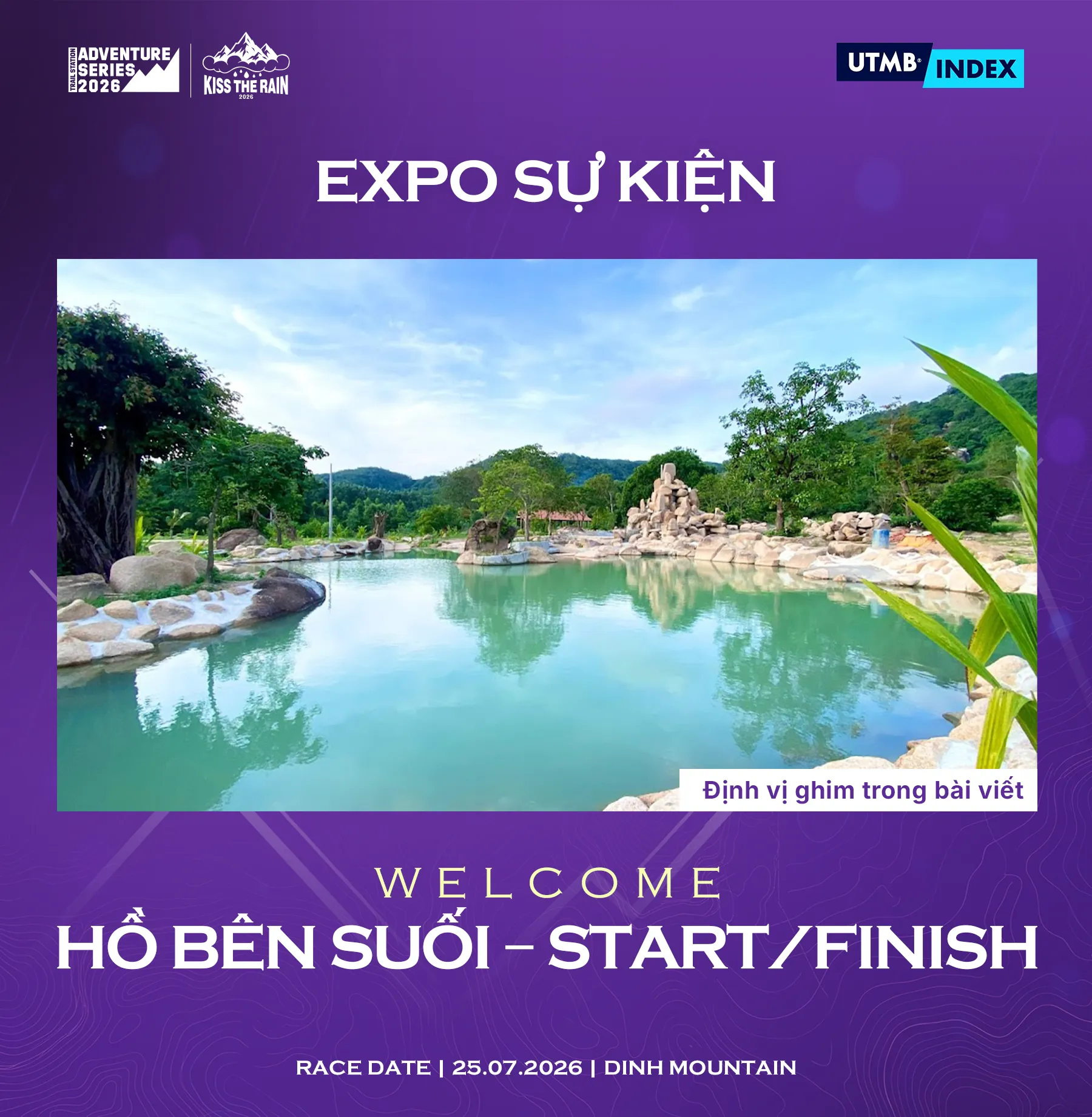 Ảnh Expo Hồ Bên Suối tham khảo mùa 2026; ngày trong ảnh không áp dụng cho mùa 2027